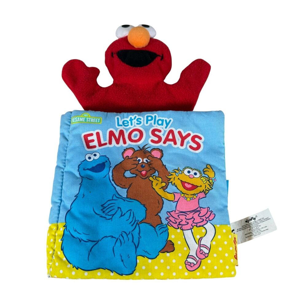 Sesame Street Cloth Book Hand Puppet Toy Let's Play Elmo Says Soft Play Learning